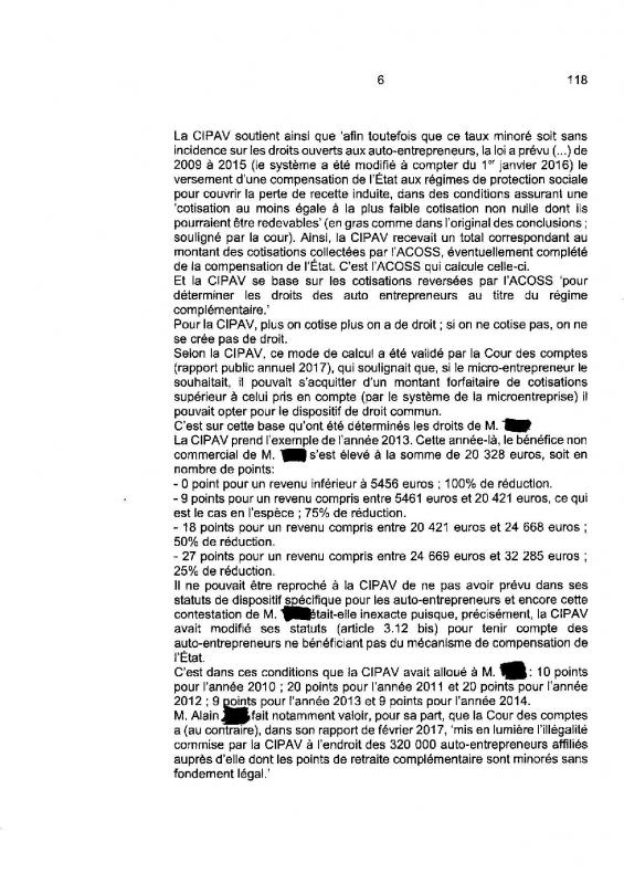 Jugement cour de cassation minoration illegale des points retraite des adherents auto entrepreneurs de la cipav page 006