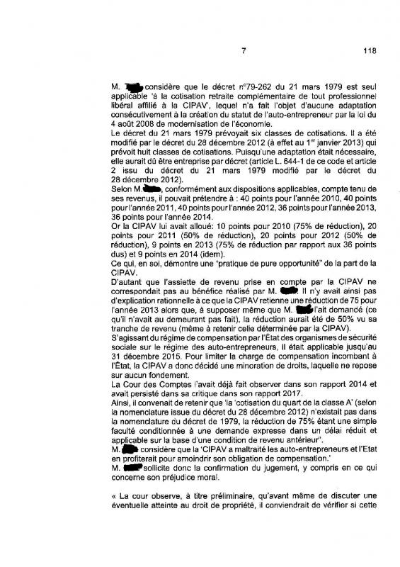 Jugement cour de cassation minoration illegale des points retraite des adherents auto entrepreneurs de la cipav page 007