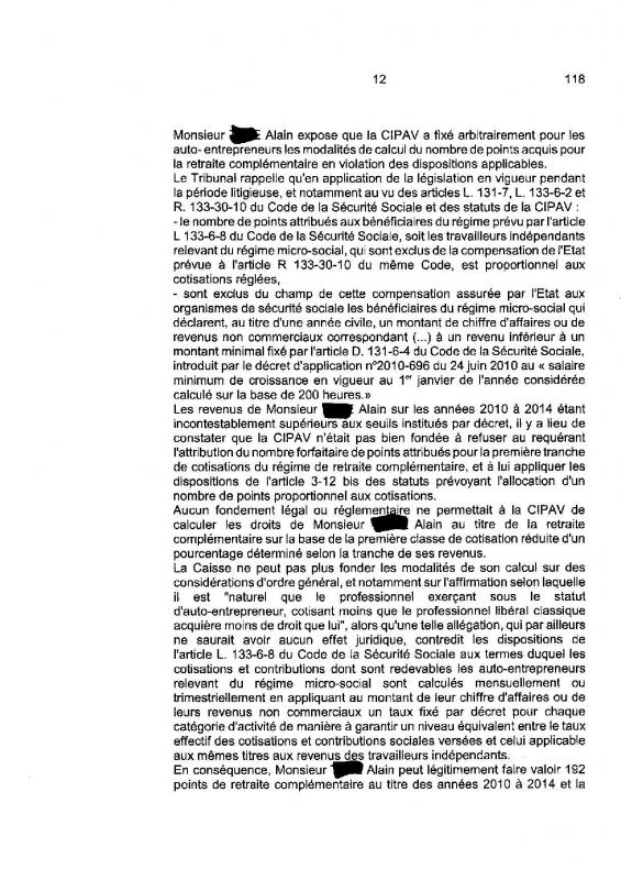 Jugement cour de cassation minoration illegale des points retraite des adherents auto entrepreneurs de la cipav page 012